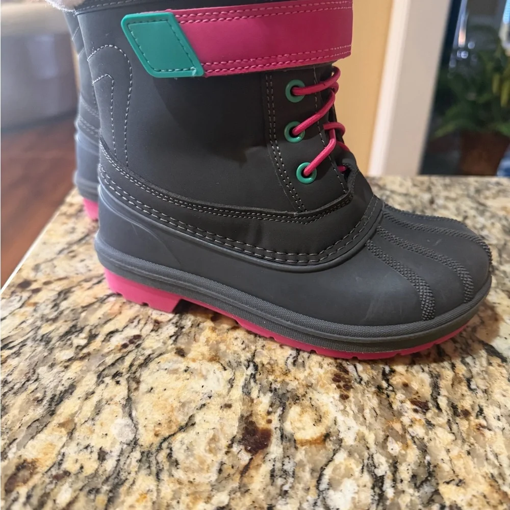 Cat & Jack Pink and Gray Kids Snow Boots
